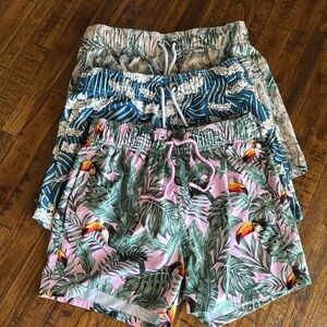 Pack of 3 Boys Size 10/12 Scene & Heard Mid Thigh swim trunks.